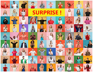 Image showing The collage of surprised people