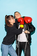 Image showing Close up fashion portrait of two young pretty hipster teens