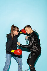 Image showing Close up fashion portrait of two young pretty hipster teens