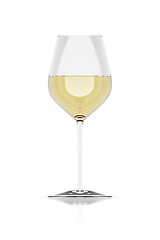 Image showing glass of white wine and white background