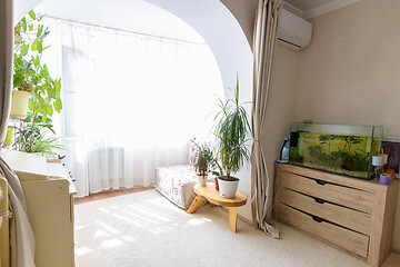 Image showing Fragment of the bedroom interior connected to the balcony