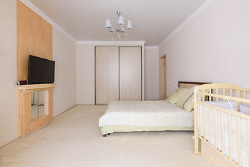 Image showing Spacious bedroom interior with newborn toddler practice
