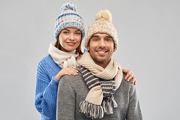 Image showing happy couple in winter clothes