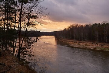 Image showing Riverside landscpe at dusk in Lighuania