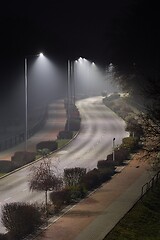 Image showing Foggy Road at night