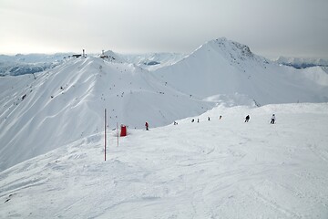 Image showing Skiing slopes from the top