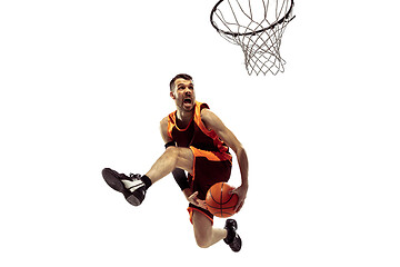 Image showing Full length portrait of a basketball player with ball