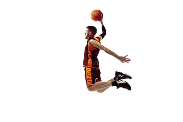 Image showing Full length portrait of a basketball player with ball