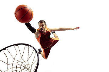 Image showing Full length portrait of a basketball player with ball