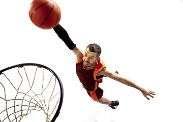 Image showing Full length portrait of a basketball player with ball