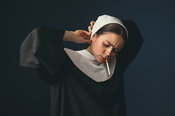 Image showing Medieval young woman as a nun