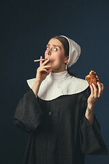 Image showing Medieval young woman as a nun