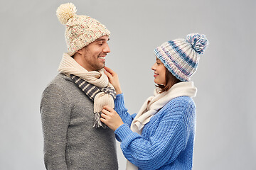 Image showing happy couple in winter clothes