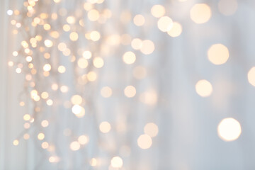 Image showing christmas garland lights over grey background