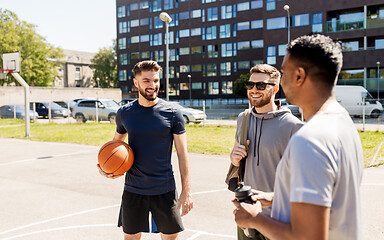 Image showing group of male friends going to play basketball