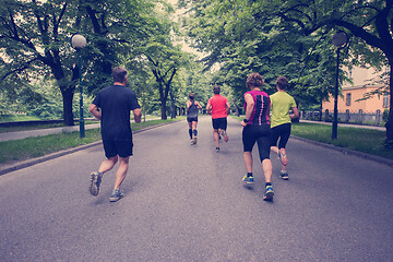 Image showing runners team on morning training