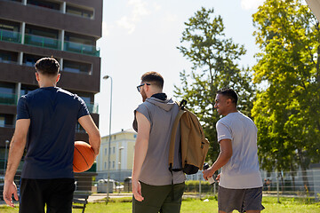 Image showing group of male friends going to play basketball