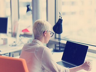 Image showing businesswoman using a laptop in startup office