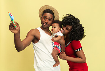 Image showing Happy african family at studio