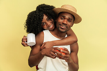 Image showing Happy african family at studio