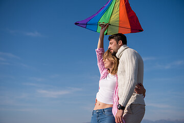 Image showing Couple enjoying time together at beach