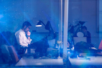 Image showing businessman working using a laptop in startup office