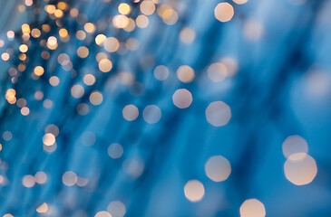 Image showing christmas garland lights over dark blue background