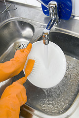 Image showing washing dishes