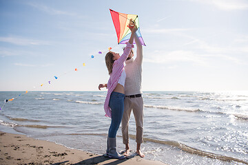 Image showing Couple enjoying time together at beach