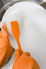 Image showing washing dishes