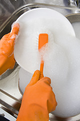 Image showing washing dishes