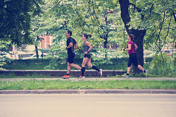 Image showing runners team on morning training