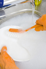 Image showing washing dishes