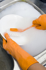 Image showing washing dishes