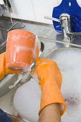 Image showing washing dishes