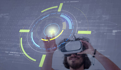 Image showing Man using headset of virtual reality