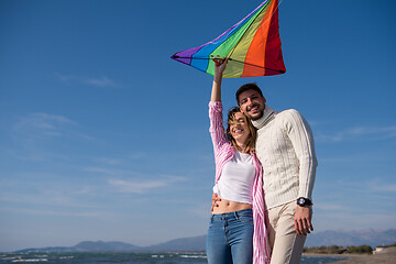 Image showing Couple enjoying time together at beach