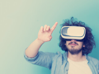 Image showing man using VR headset glasses of virtual reality