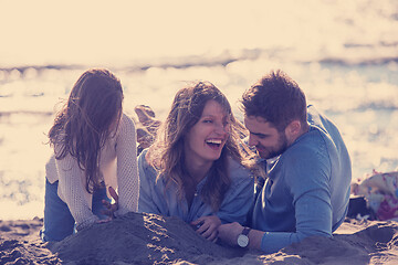 Image showing Young family enjoying vecation during autumn