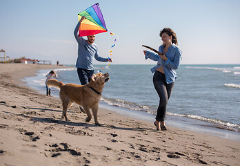 Image showing happy young family enjoying vecation during autumn day