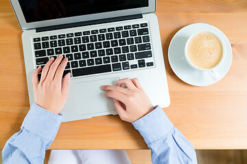 Image showing Female using her laptop computer