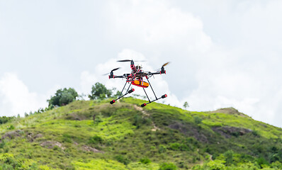 Image showing Flying drone to the sky