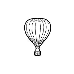 Image showing Hot air balloon hand drawn outline doodle icon.