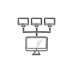 Image showing Computer network hand drawn outline doodle icon.