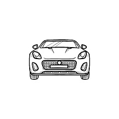 Image showing Car front view hand drawn outline doodle icon.