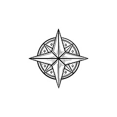 Image showing Compass wind rose hand drawn outline doodle icon.