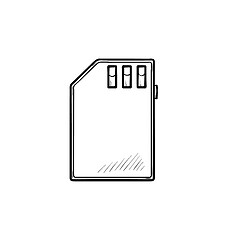 Image showing Memory SD card hand drawn outline doodle icon.