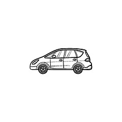 Image showing Car side view hand drawn outline doodle icon.