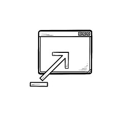 Image showing Browser window with upload sign hand drawn outline doodle icon.
