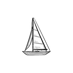 Image showing Sailboat hand drawn outline doodle icon.